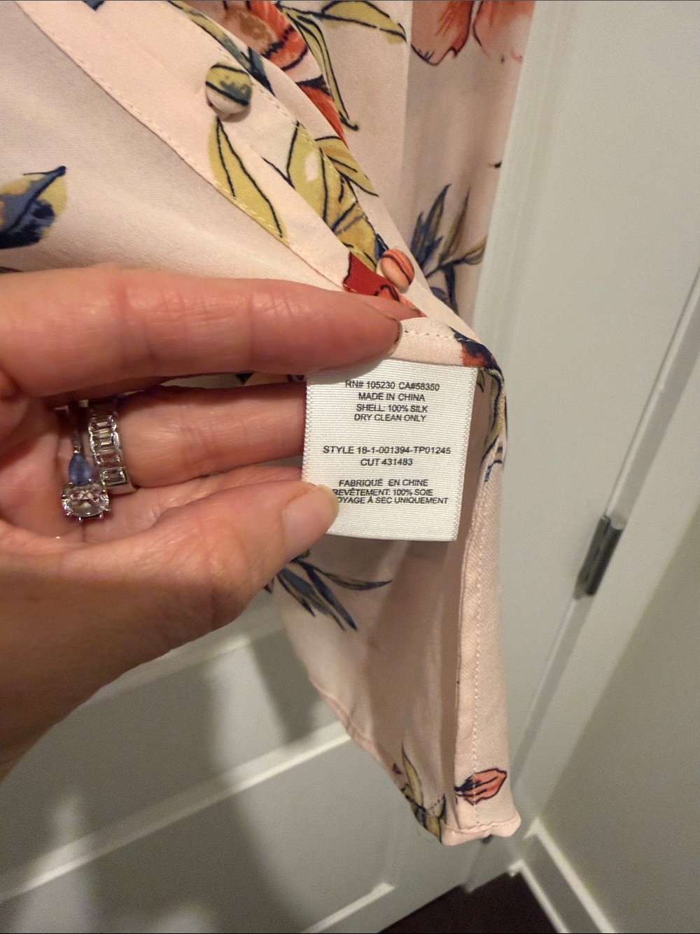 Joie Peach-Pink Floral Button Front Blouse - Picture 5 of 5